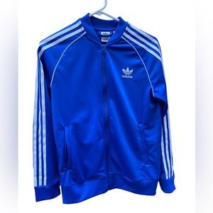 adidas Kids Blue Jacket with White Stripes